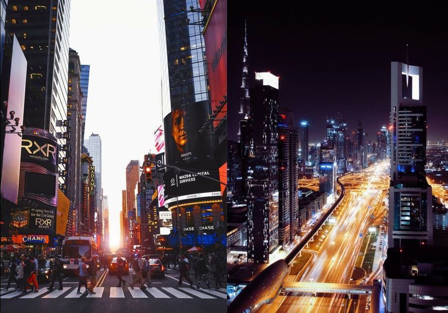 New York vs Dubai collage
