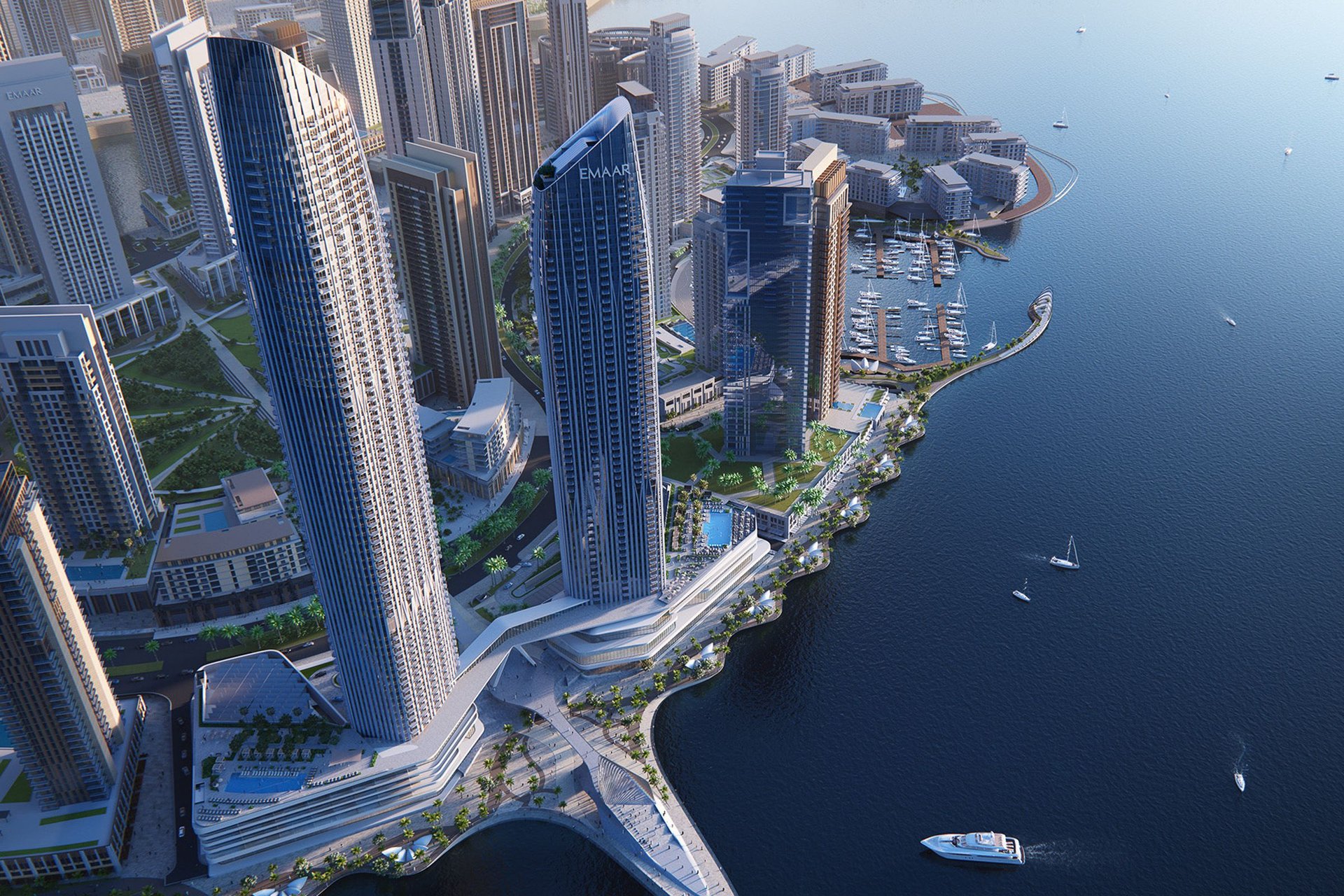 Burj Khalifa view luxury apartment in Dubai Creek Harbour, picture 1