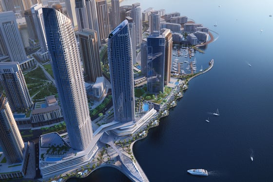 Burj Khalifa view luxury apartment in Dubai Creek Harbour, picture 1