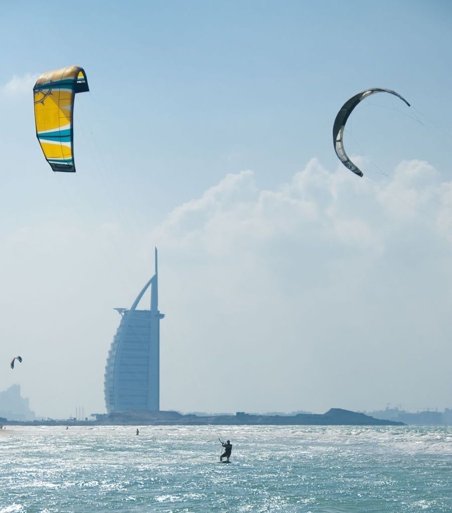 Kite surfing by the Burj Al Arab