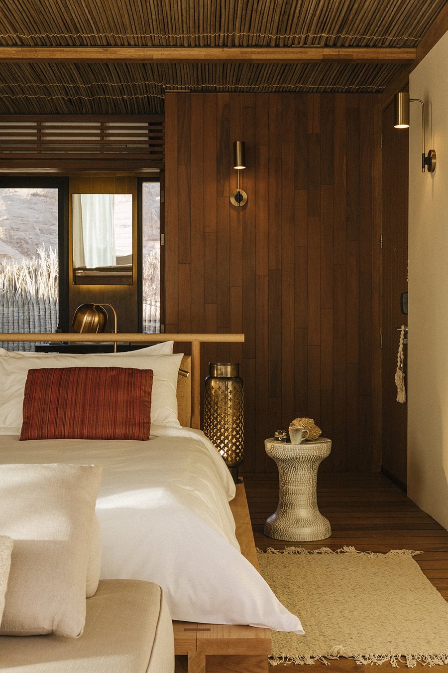 Habitas Al Ula at night bed